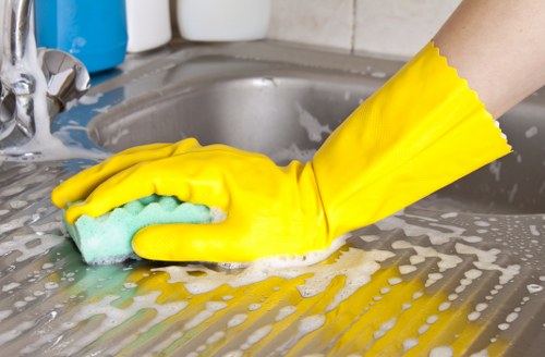 Kitchen cleaning tasks during a home cleaning visit in Ilford