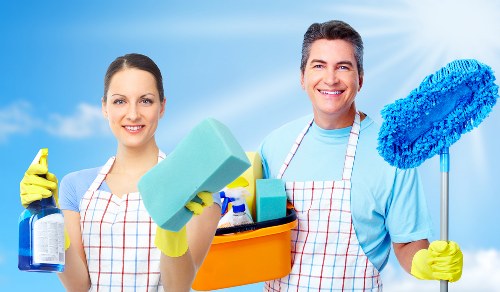 Local commercial cleaners preparing a business premises for daily use