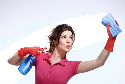 Professional cleaner maintaining shared entrance areas in Ilford